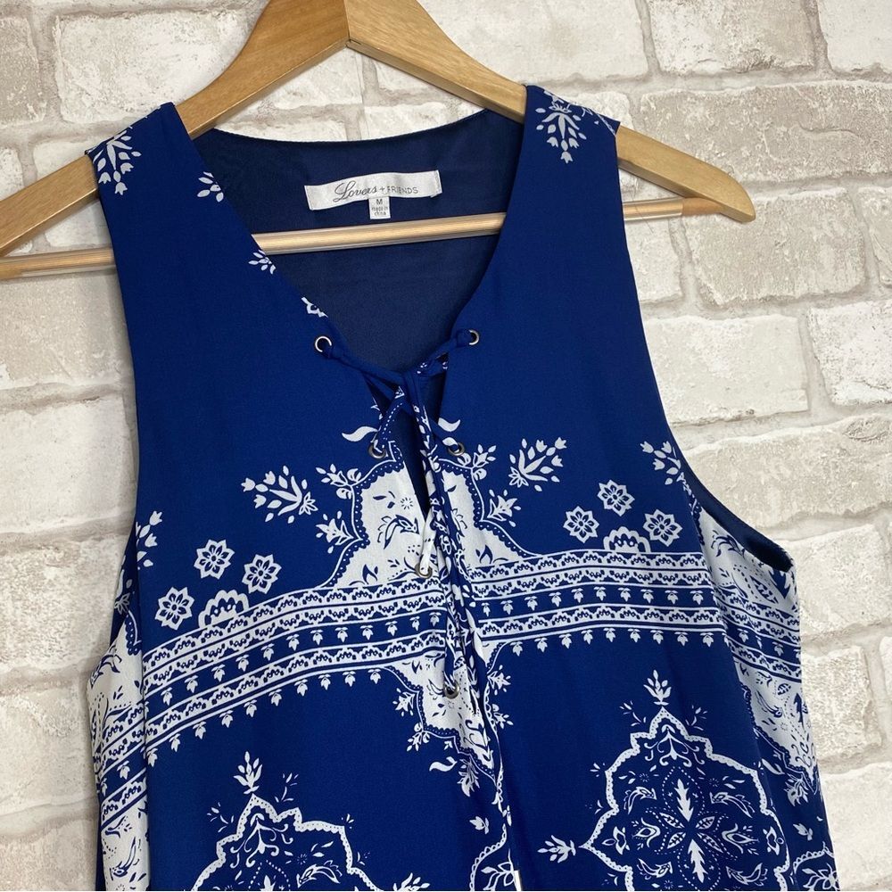 Lovers + Friends Blue & White Sleeveless Temple Dress Size M - Picture 8 of 16